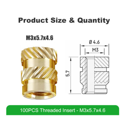Alternative view of Mintion M3 x 5,7mm x 4,6mm Threaded Insert Set - 100 pcs