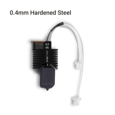 Snapmaker U1 hotend i hærdet stål med 0,4 mm dyse og silikonesok
