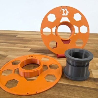 3DPrintAarhus - ReFill spole, Machinery Orange + Basalt Grey 3 3DPrintAarhus ReFill spole adskilt – orange flange og grå kerne